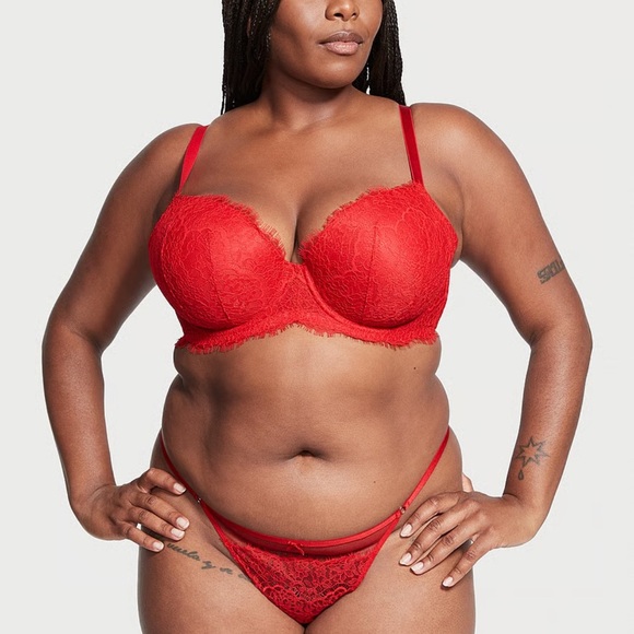 Victoria’s Secret Dream Angels Lace Demi Bra – Size 32D | Lightly Lined | Red - Picture 4 of 8